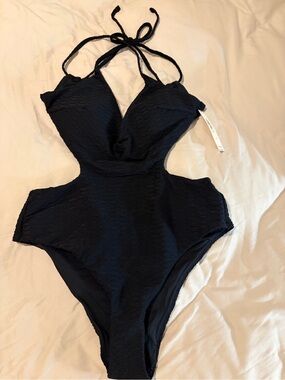 Victoria’s Secret Black One- Piece Swimsuit - Classic Halter Cutout
